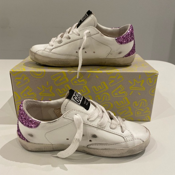 Golden Goose Kids Superstar Sneaker White Leather/Blue/Purple Glitter sz 29 NIB - Picture 4 of 8